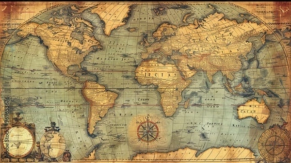 Obraz Antique map wallpaper