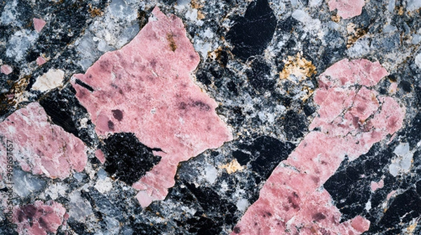 Fototapeta Detailed Shot of a Granite Surface with Coarse Grains and Natural Texture