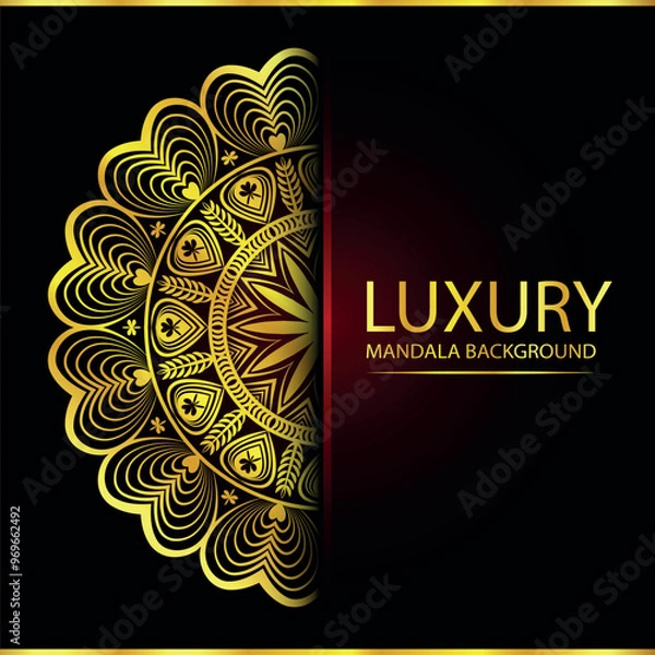 Fototapeta Abstract golden pattern east style with Luxury mandala background  design
