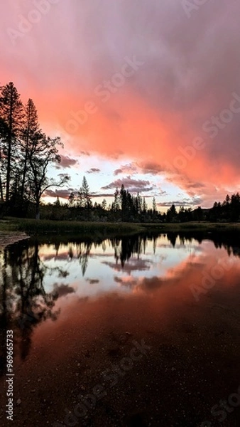 Fototapeta sunset over the lake