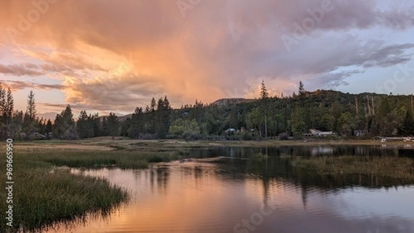 Fototapeta sunset over the lake