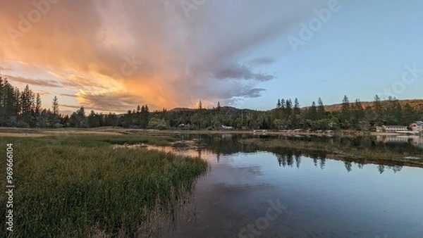 Fototapeta rainbow over the river