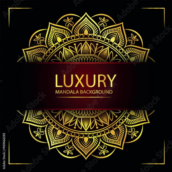 Fototapeta Abstract golden pattern east style with Luxury mandala background  design
