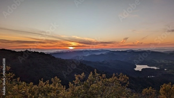Fototapeta sunset in the mountains