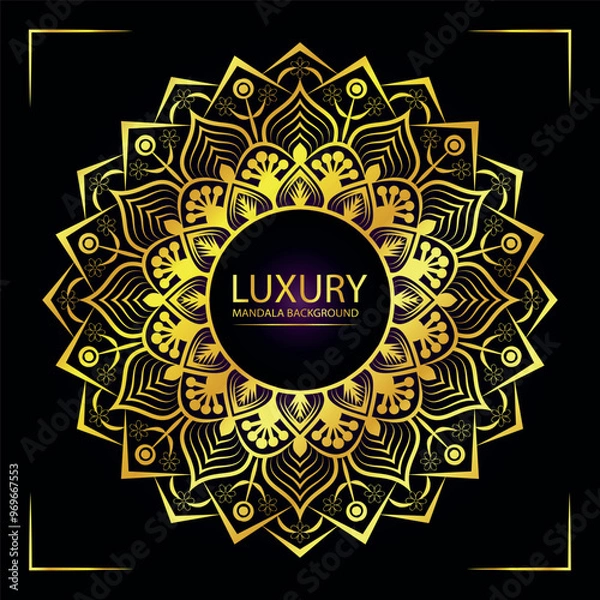 Obraz Abstract golden pattern east style with Luxury mandala background  design
