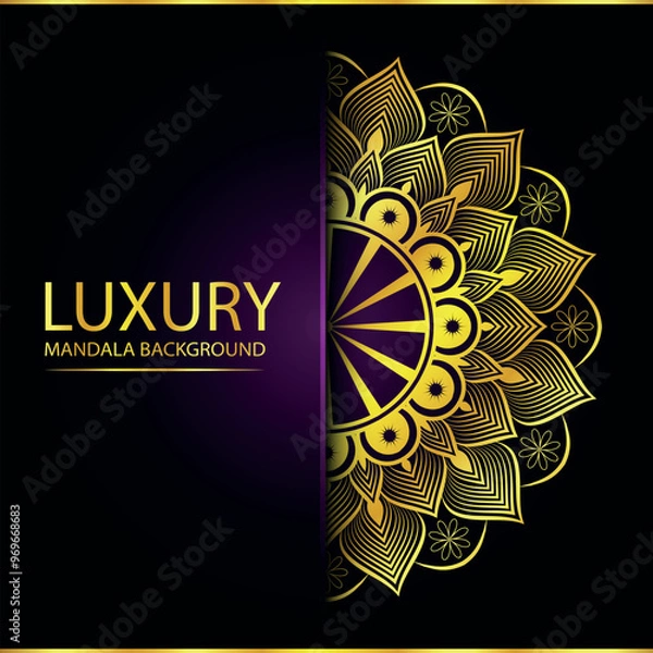 Fototapeta Abstract golden pattern east style with Luxury mandala background  design