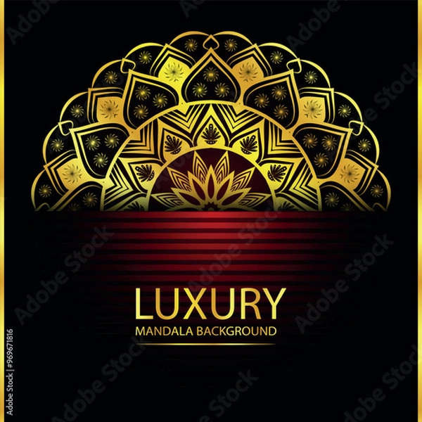 Fototapeta Abstract golden pattern east style with Luxury mandala background  design