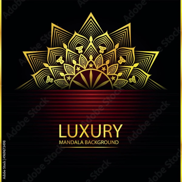 Fototapeta Abstract golden pattern east style with Luxury mandala background  design