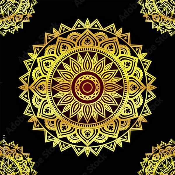 Obraz Abstract golden pattern east style with Luxury mandala background  design