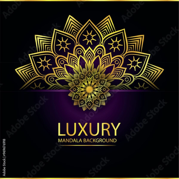 Fototapeta Abstract golden pattern east style with Luxury mandala background  design