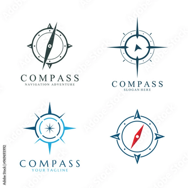 Obraz compass logo and symbol with vector concept illustration template