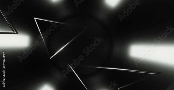 Fototapeta Abstract Black Background with Triangles. Glowing Lights
