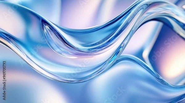 Fototapeta Abstract background - Wavy Glass Shapes