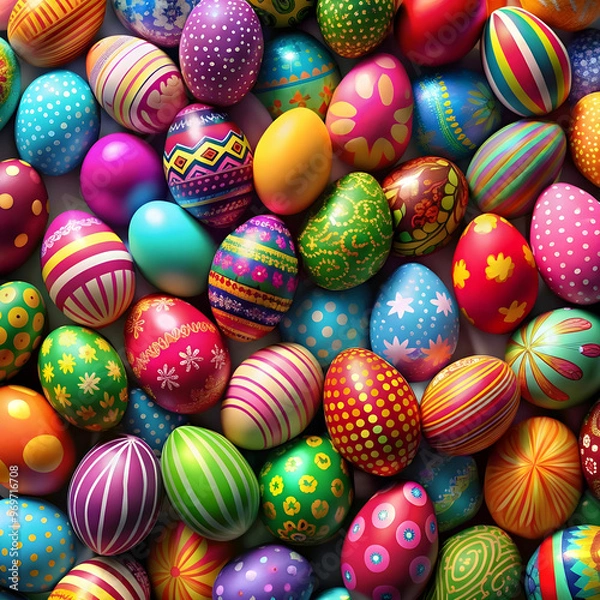 Obraz colorful easter eggs background