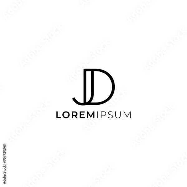 Fototapeta Creative Letters JD Logo Design Vector Template. Initial Letters JD Logo Design