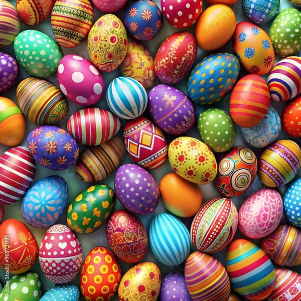 Obraz colorful easter eggs background
