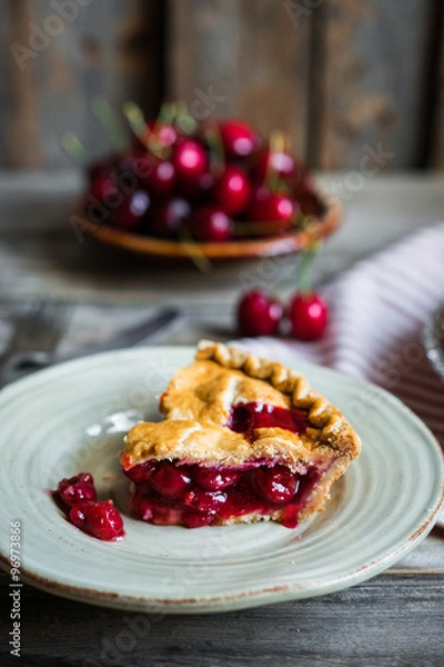 Obraz Homemade cherry pie on rustic background