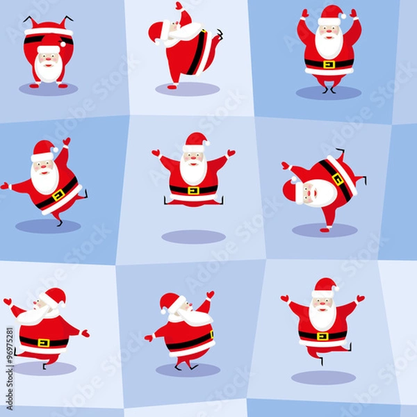 Fototapeta Vector seamless background dancing santa claus