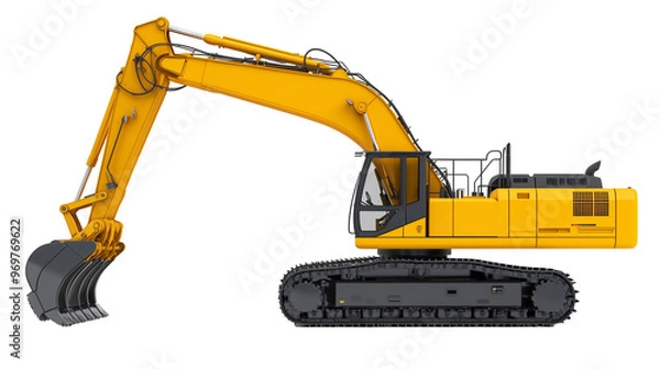 Fototapeta Yellow excavator isolated.