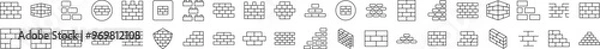 Fototapeta Brick Wall, Construction Set of Thin Icons. Editable Stroke. Suitable for Web Sites, Books, Cards, Apps