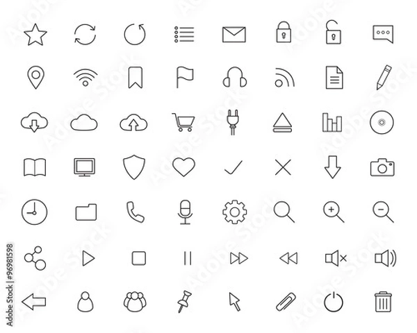 Fototapeta Digital linear icons set