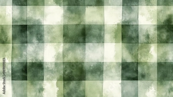 Fototapeta Green watercolor plaid pattern perfect for various artistic applications