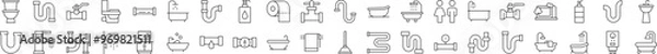 Fototapeta Plumbing, Faucet, Bathroom Icon Set for UI, Placards, Books, Apps. Editable Stroke. Suitable for Web Sites, Books, Cards, Apps