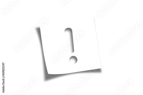 Fototapeta Note paper with exclamation mark on transparent background	