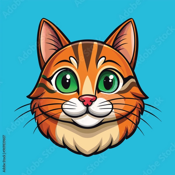 Obraz Cat  face Vector Cartoon Illustration. Animal Design Isolated.