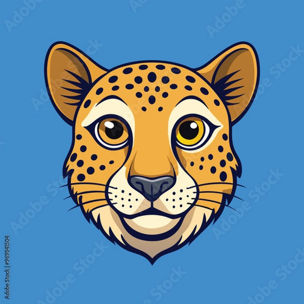 Obraz Cheetah face Vector Cartoon Illustration. Animal Design Isolated.