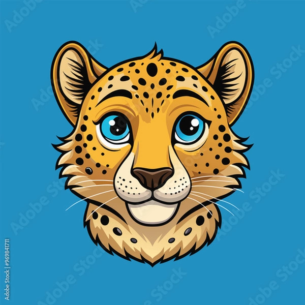 Fototapeta Cheetah face Vector Cartoon Illustration. Animal Design Isolated.