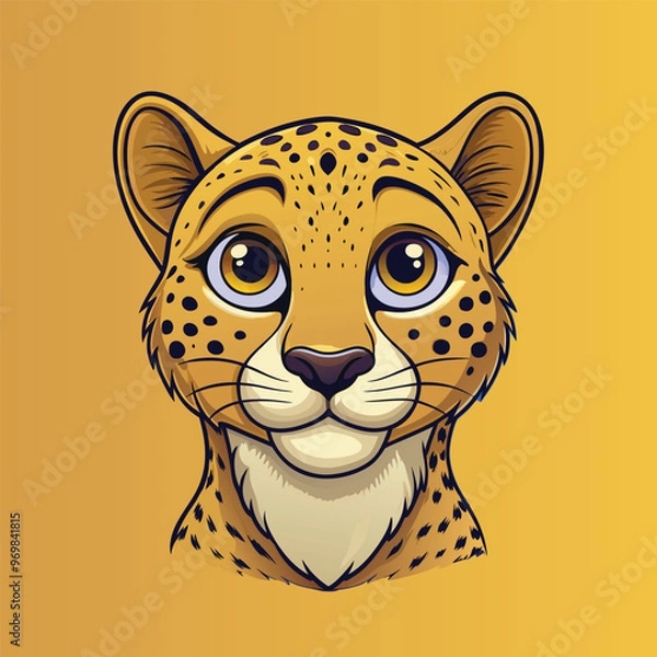 Fototapeta Cheetah face Vector Cartoon Illustration. Animal Design Isolated.