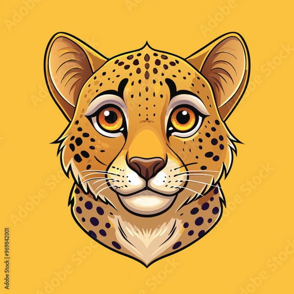 Fototapeta Cheetah face Vector Cartoon Illustration. Animal Design Isolated.