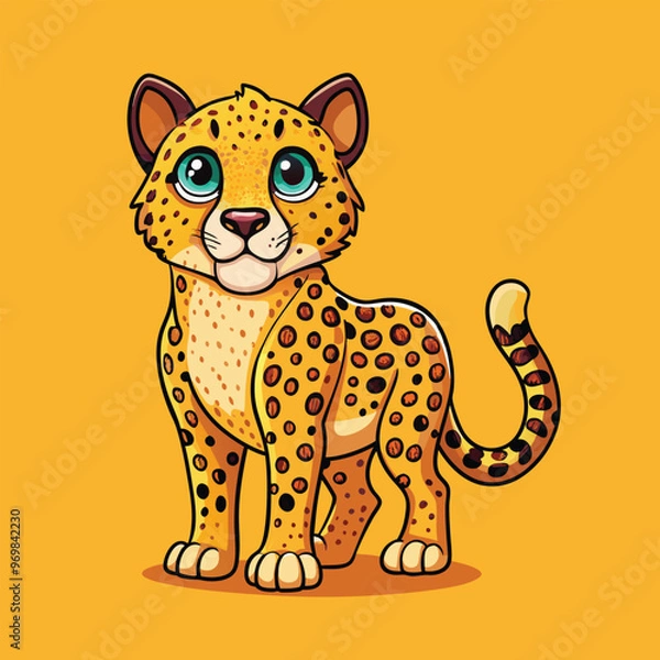 Obraz Cheetah Vector Cartoon Illustration. Animal Design Isolated.