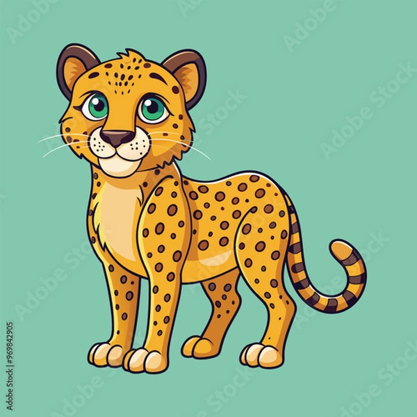 Fototapeta Cheetah Vector Cartoon Illustration. Animal Design Isolated.