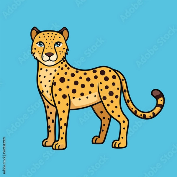 Fototapeta Cheetah Vector Cartoon Illustration. Animal Design Isolated.