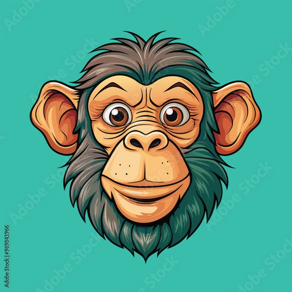 Obraz Chimpanzee  face Vector Cartoon Illustration. Animal Design Isolated