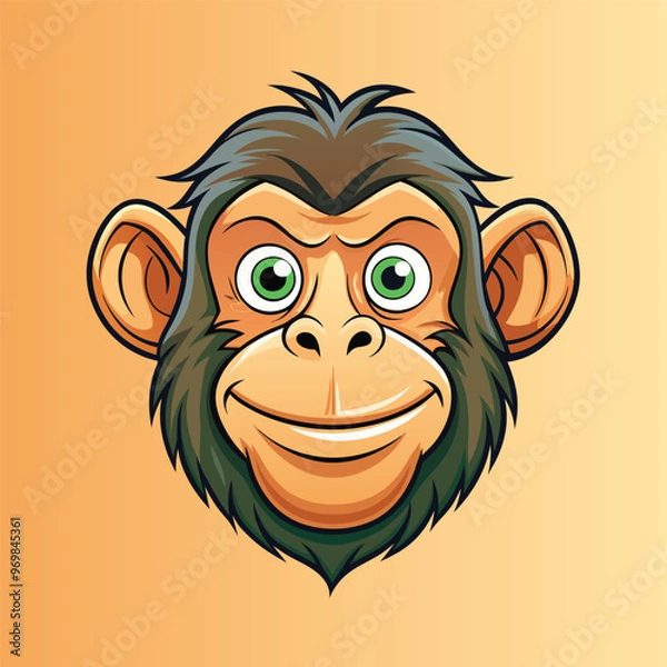 Obraz Chimpanzee  face Vector Cartoon Illustration. Animal Design Isolated