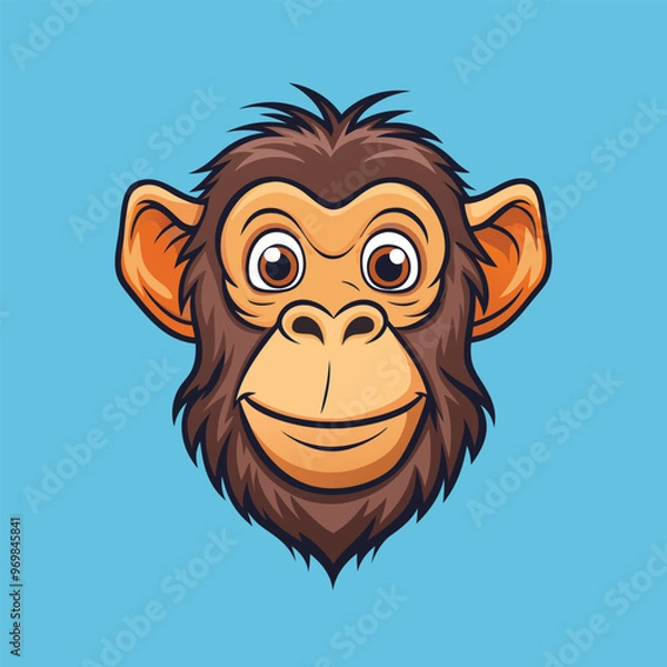 Obraz Chimpanzee  face Vector Cartoon Illustration. Animal Design Isolated
