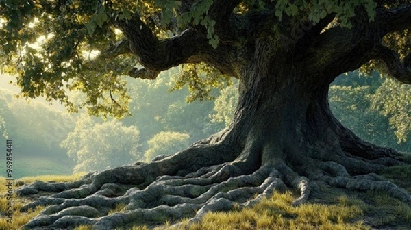 Obraz Ancient Tree Roots In A Forest.