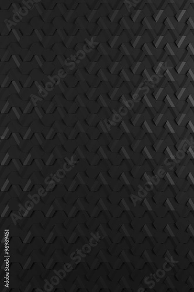 Fototapeta Dark grey hexagonal relief surface - vertical background 