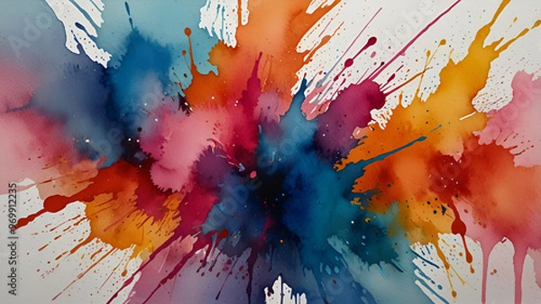 Fototapeta abstract watercolor background with watercolor splashes or Watercolor Burst Background