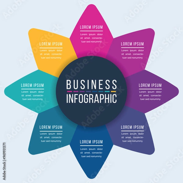 Fototapeta Business Infographic circle design 8 steps, objects, elements or Options infographic business information template