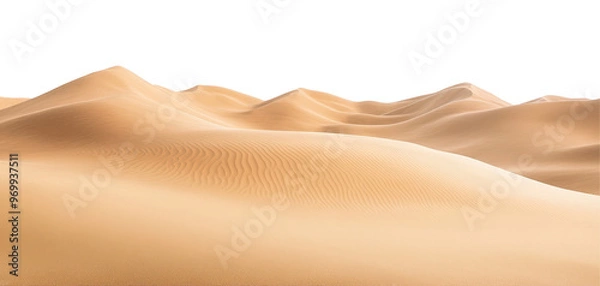 Fototapeta Golden sand dunes isolated on transparent background, copy space for text.