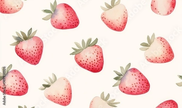 Fototapeta Fresh Strawberries Scattered on a Clean Surface backdrop