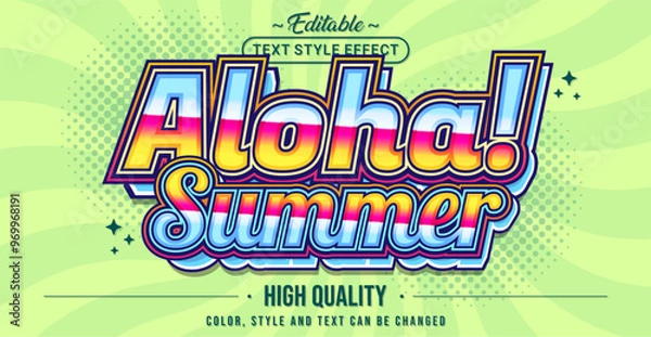 Fototapeta Editable text style effect - Aloha Summer text style theme.