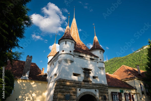 Fototapeta Entering Brasov through the Catherine's Gate (Poarta Ecaterinei), Brasov, Romania