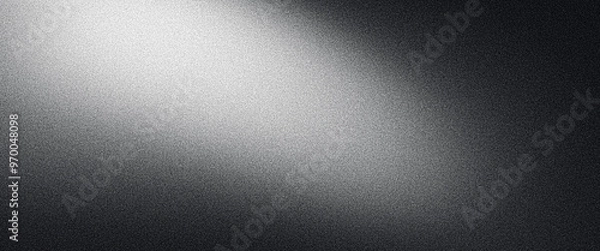 Fototapeta Dark grainy banner background white black gradient abstract poster header cover backdrop design, glowing noise texture effect