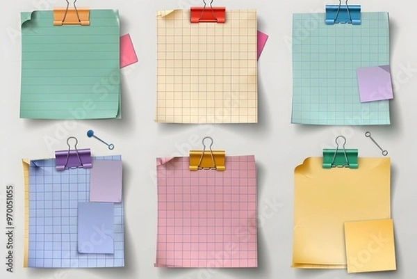 Obraz Colorful Sticky Notes and Paper Sheets for Creative Ideas and Reminders