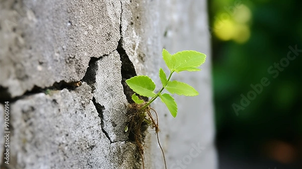 Obraz a plant growing through a concrete wall against all odds 